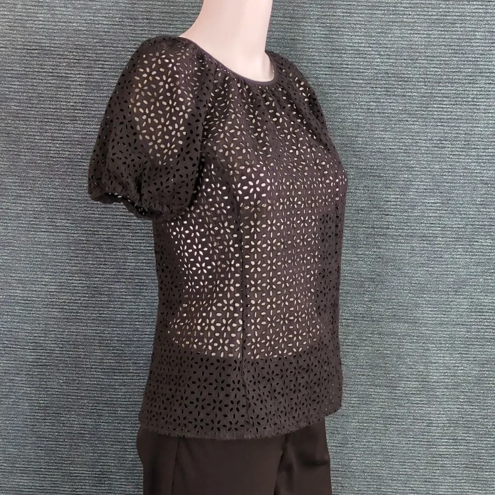 J. Crew Re-Imagined by J. Crew Eyelet Top, Puff Sleeves
